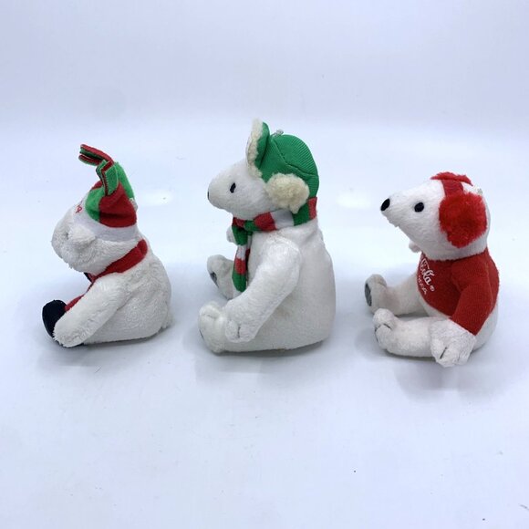 3 2004 Coca-Cola McDonalds Mini Plush Polar Bears 3-4" Christmas Ear Muffs Vtg - Picture 7 of 12